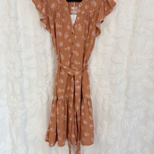 NWT Lucky Brand Floral Midi Dress in Rust Small